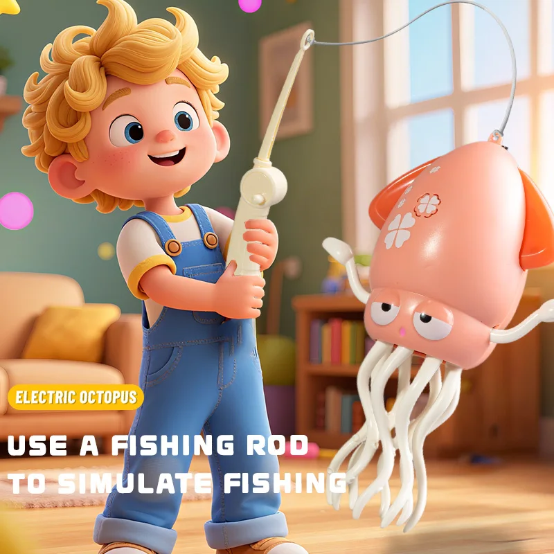 Elektrisch dansend inktvisspeelgoed voor kinderen Geluid en verlichting Obstakel vermijden Kruipen Simulatie Octopus Baby Grappig interactief speelgoed