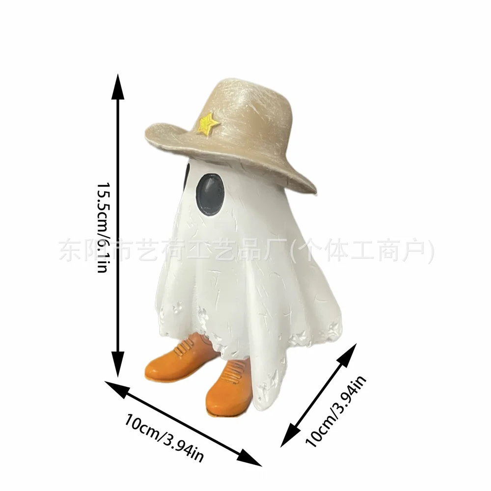 رعاة البقر الغربية شبح تمثال راتنج ديكور الهالوين مع قبعة الأحذية مخيف شبح الراتنج الحلي زينة المنزل الطرف هدية #3