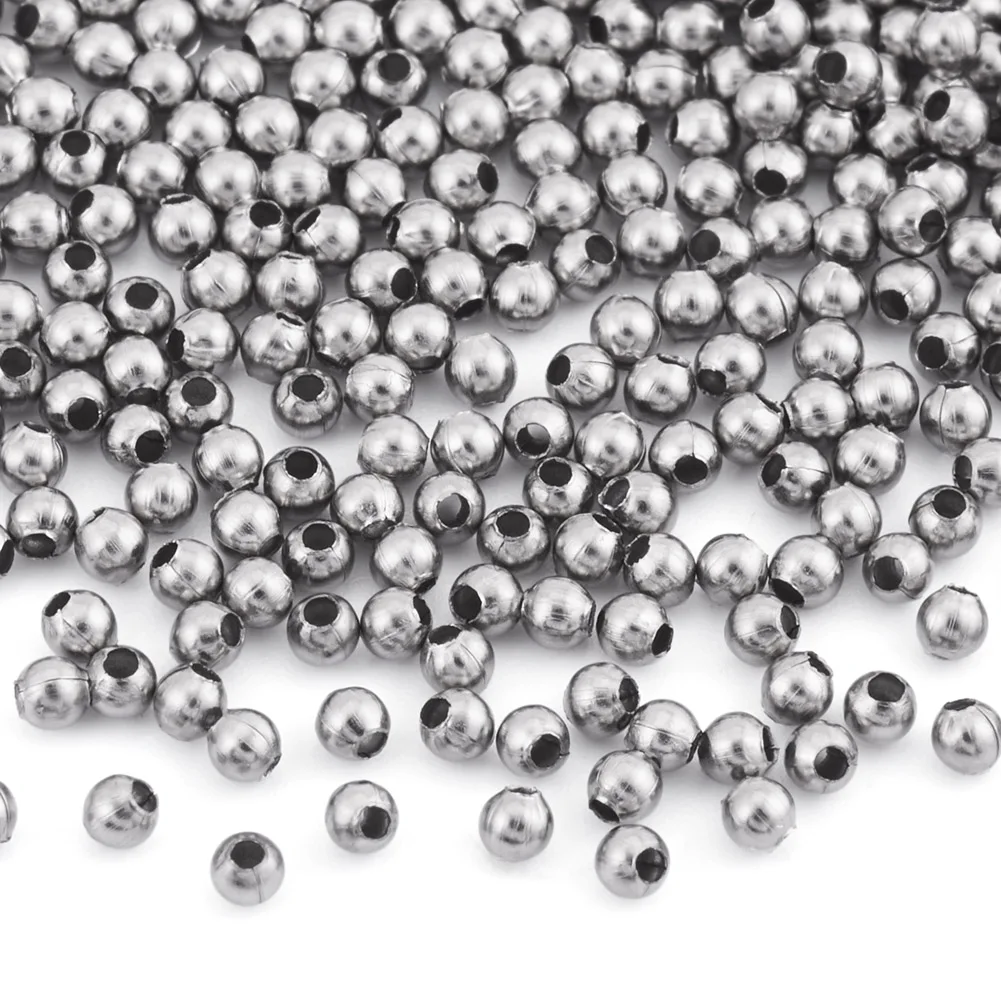2mm 304 Stainless Steel Beads for Jewelry Making Hollow Round Loose Spacer Beads DIY Bracelet Necklace Bracelet Earrings Finding