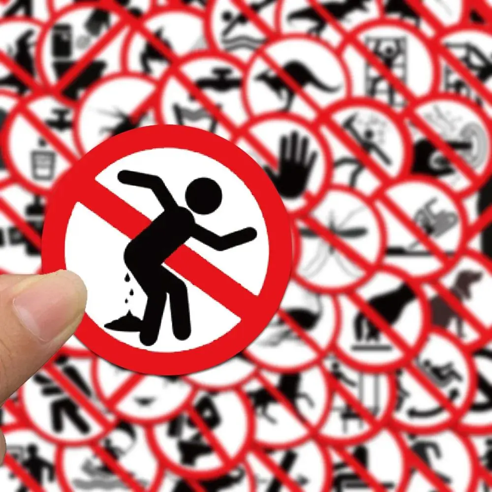 60Pcs Funny Prohibited Sign Stickers Creative Warning Decals for Journal Phone Laptop DIY Decor