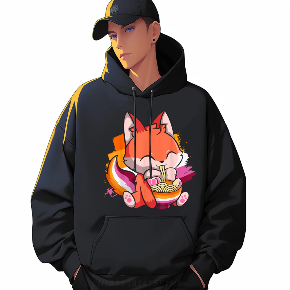 

Lesbian Pride Gay Kawaii Fox Ramen Noodles Lesbian Flag Christian Hoodie Men Pullover Hoodies For Men Thanksgiving