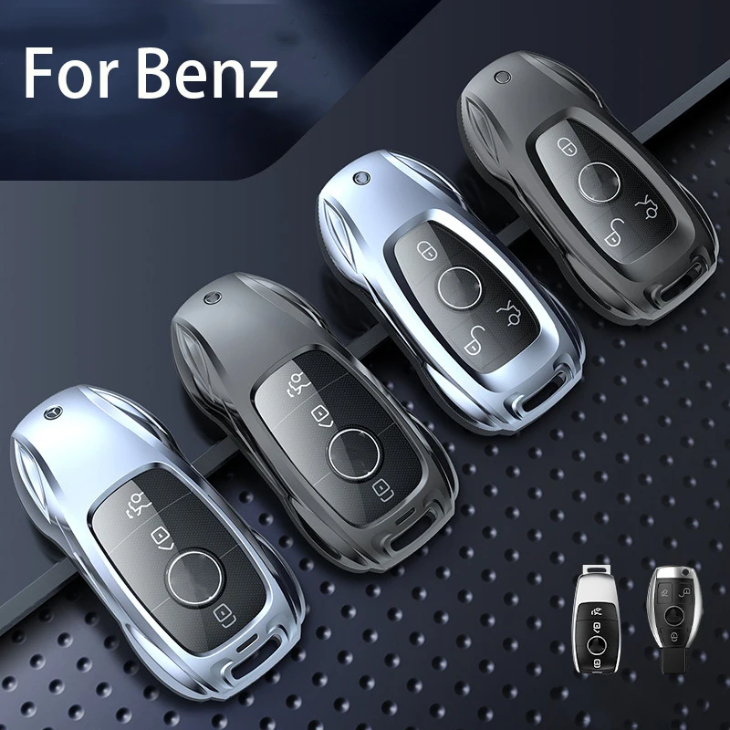 For Mercedes-Benz Premium Zinc Alloy Smart Key Fob Case with Key Strap A, C, E, S, CLA, CLS, GLA, GLB, GLC, GLE, GLS, G Gl