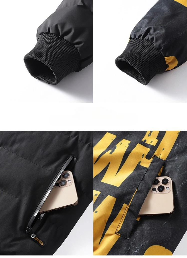 Thick Hooded Parkas Men Double-Sided Wear Men's Puffer Jacket Outdoor Winter Thickened Down Coat Letter Print Casual Parka Coats