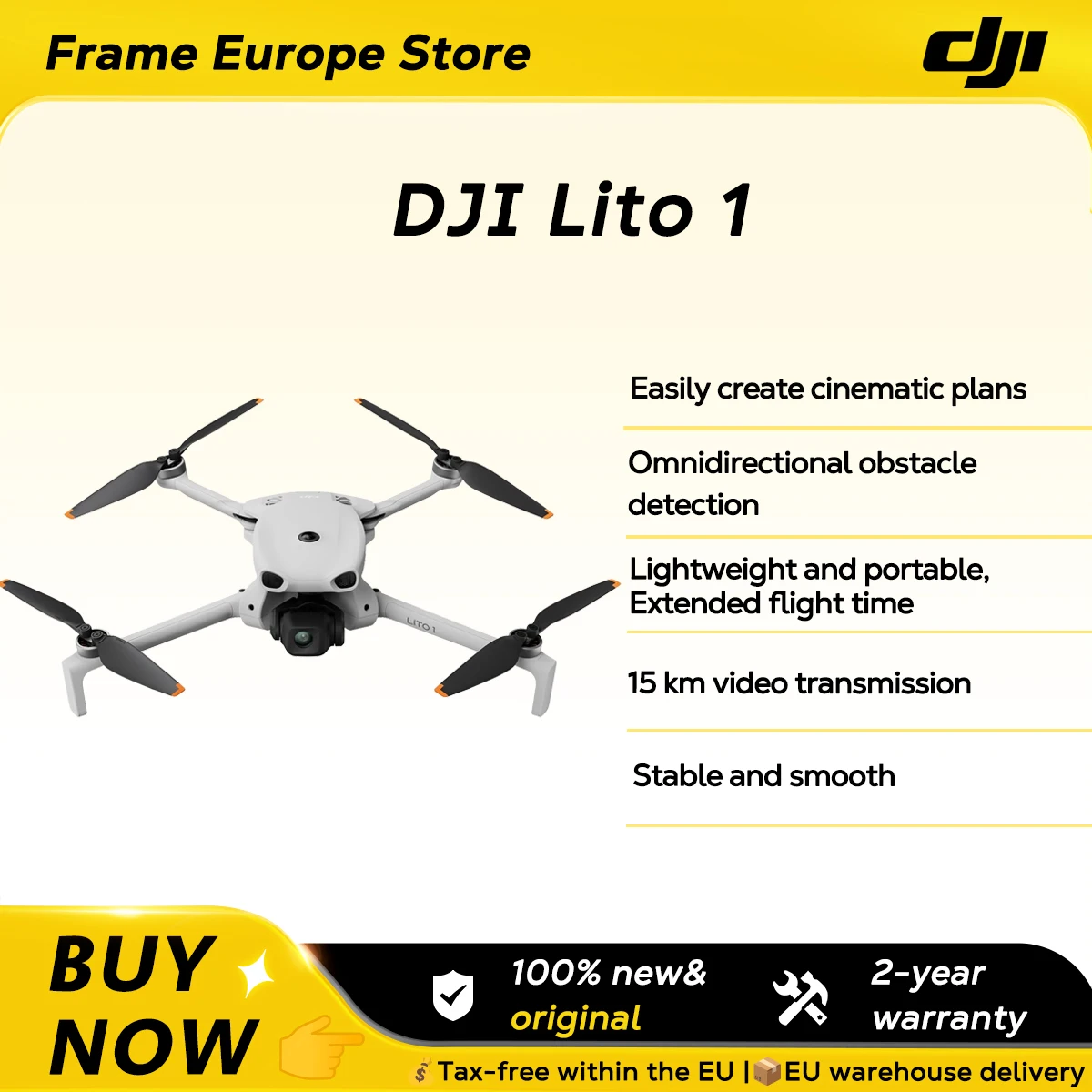 【LOCAL+】DJI Lito 1 Drone con Fotocamera 48MP HD, Volo GPS Stabile, Ritorno con Un Tasto, Mini Quadricottero RC Pieghevole per Principianti Lito 1 C0 NUOVO 2026