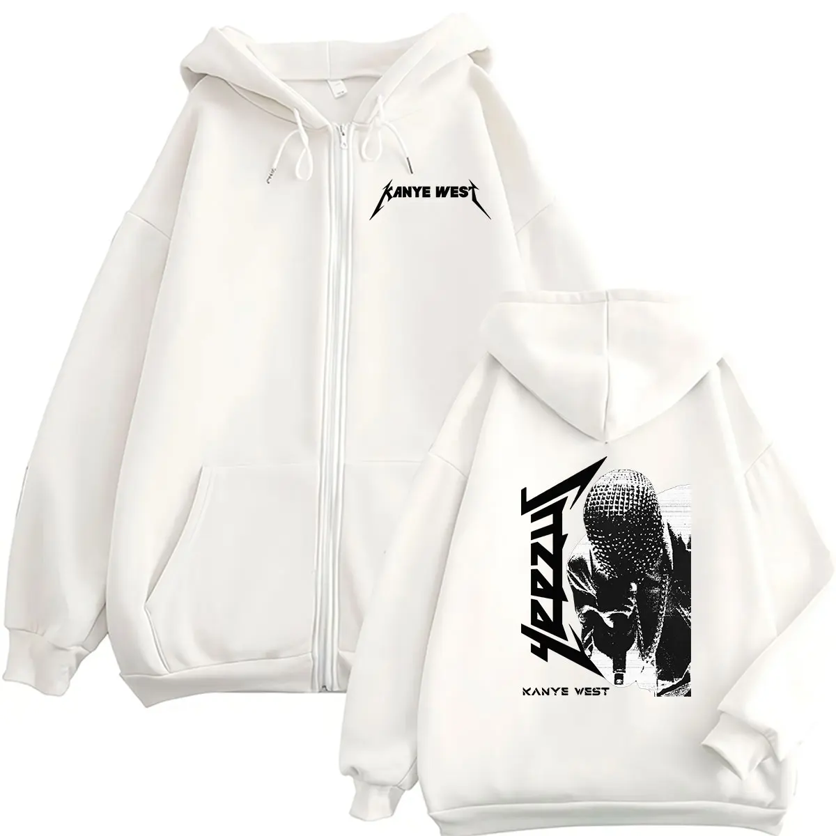 Rapper Kanye West Album 2026 Reißverschluss-Hoodie Herren Hip-Hop Vintage Pullover Sweatshirt Gothic Langarm-Jacke mit Kapuze Streetwear – Detail 3