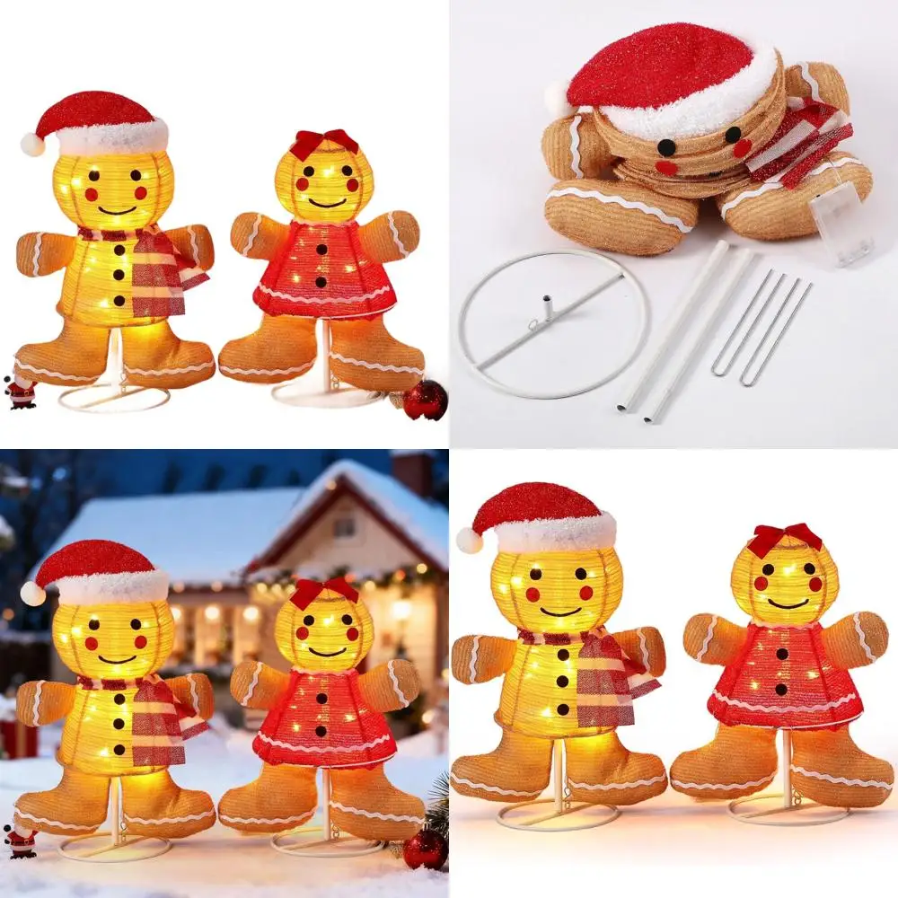 مضيئة 3D الزنجبيل رجل في الهواء الطلق عيد الميلاد الديكور، منبثقة للطي لقضاء عطلة ساحة الحديقة أو الاستخدام الداخلي #1