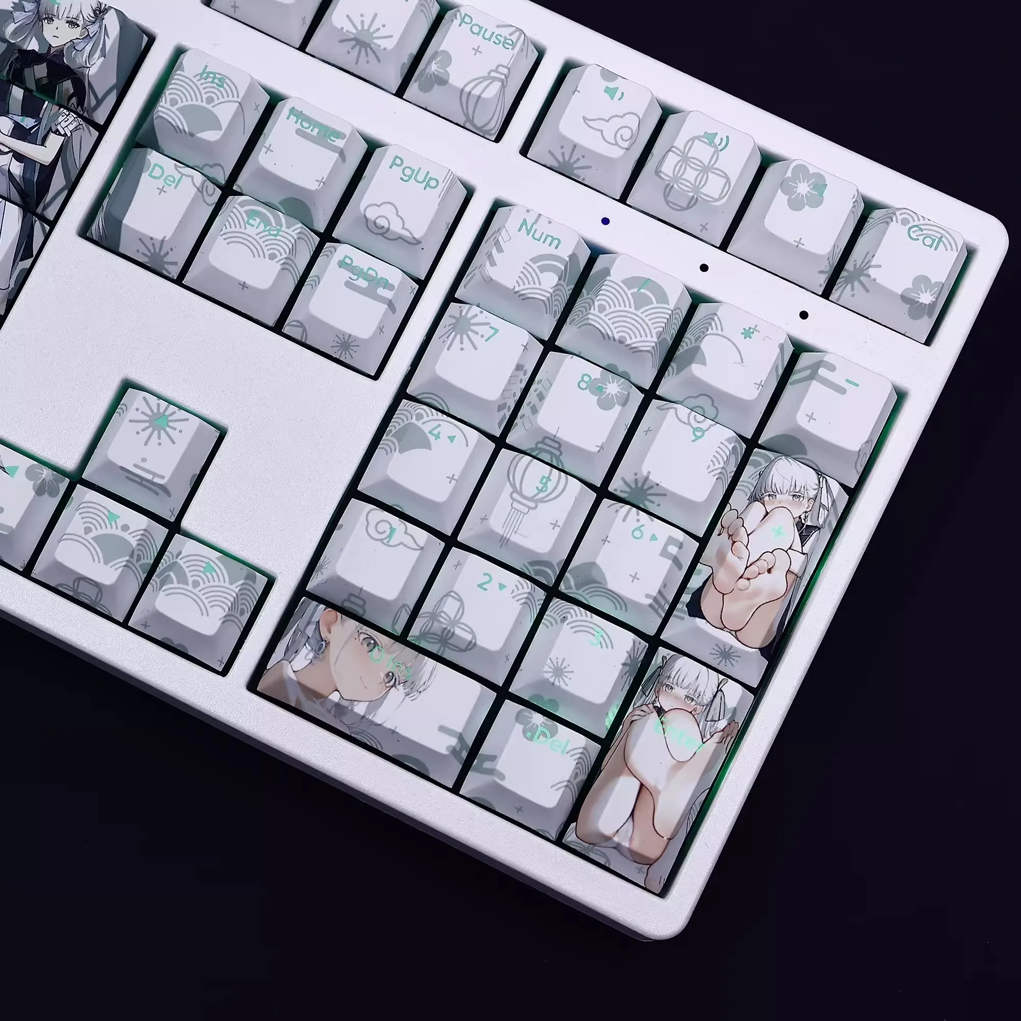 Imagem -05 - Wubering Waves Jinhsi Teclado Retroiluminado Pbt Lados Tintura Subbed Keycaps Cartoon Anime Gaming Key Caps para Ansi 61 87 104 108 Chaves