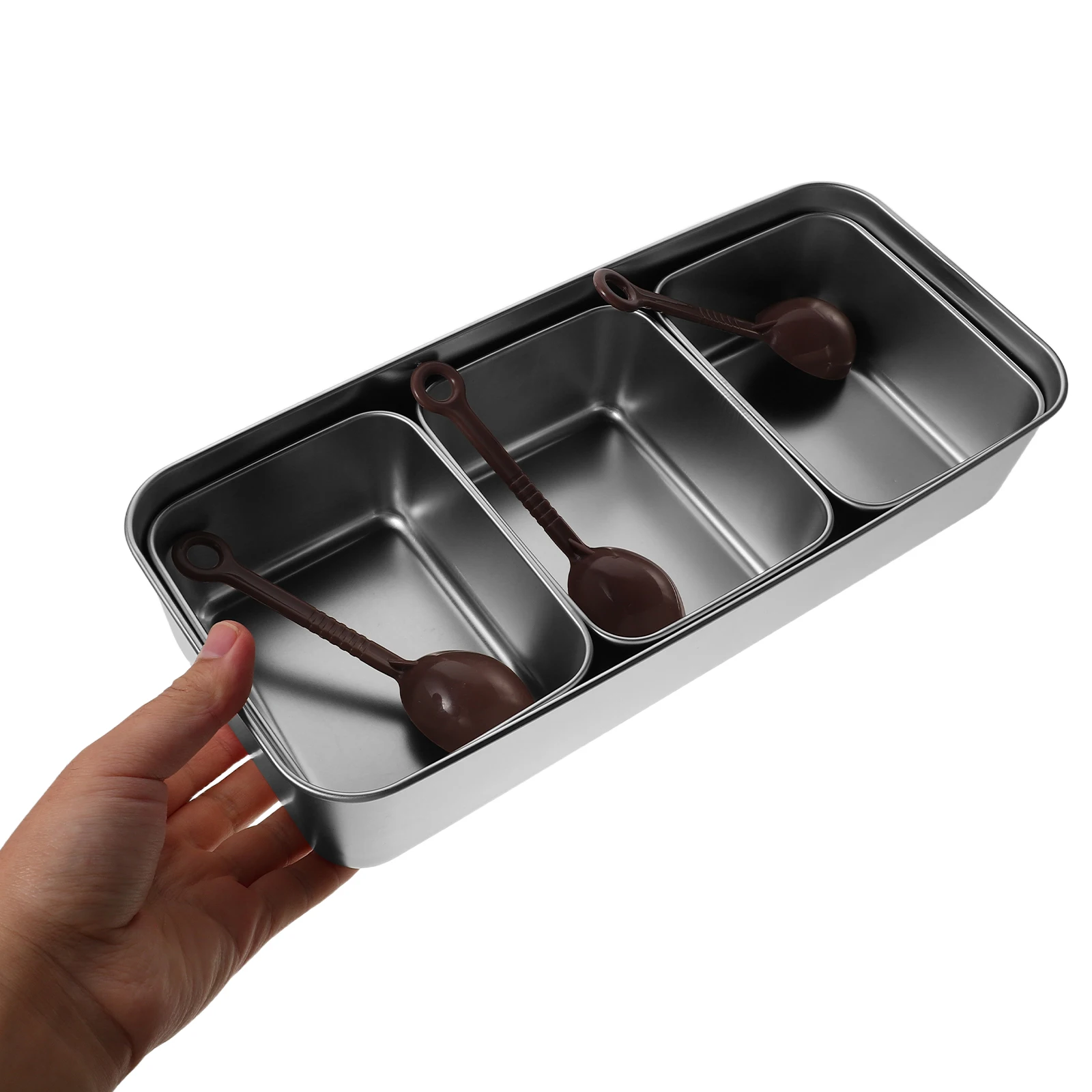 

1pcs Stainless Steel Seasoning Box Set 3-Compartment Spice Container With Spoon Lid Kitchen Condiment Storage Multi-Compartment