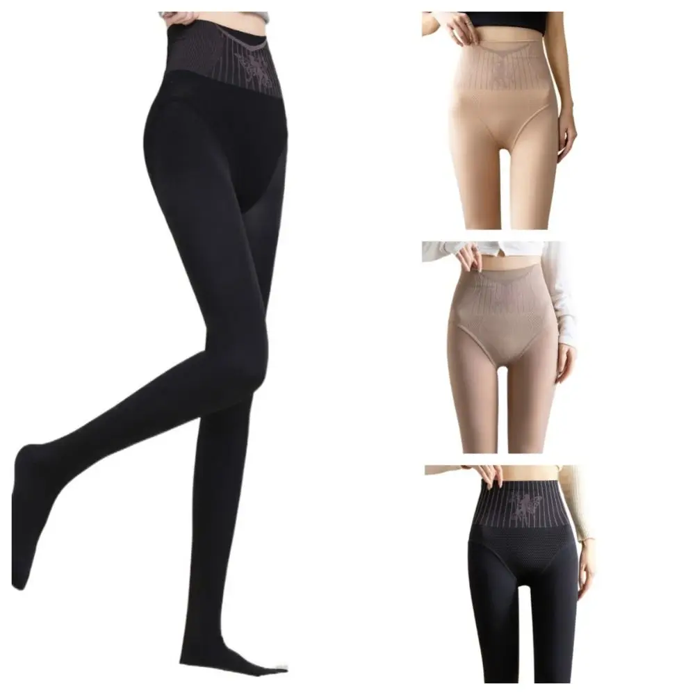 

Bottoming Pants Solid Color High Waist Pantyhose Abdominal Nylon Bare Leg Socks Slim Stockings Thermal Pantyhose Winter