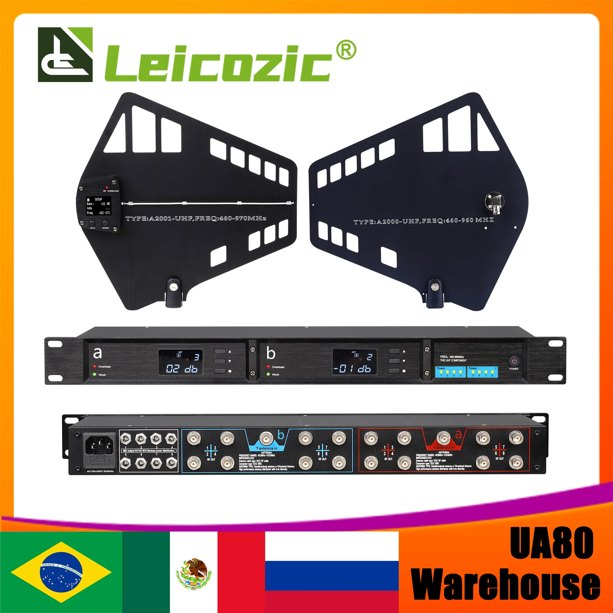 

Leicozic UA80-A2021 UHF Wideband Antenna Splitter 450-1000MHZ RF Signal Antena Directional BNC-BNC Coaxial Cables 16Grounps