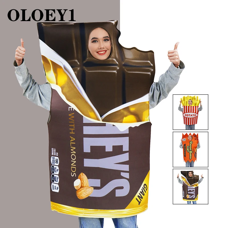 

Adult Chocolate Funny Party Food Sponge Cosplay Outfit Halloween Carnival Costume Stage Performance Stage Dress Up Red Clothes