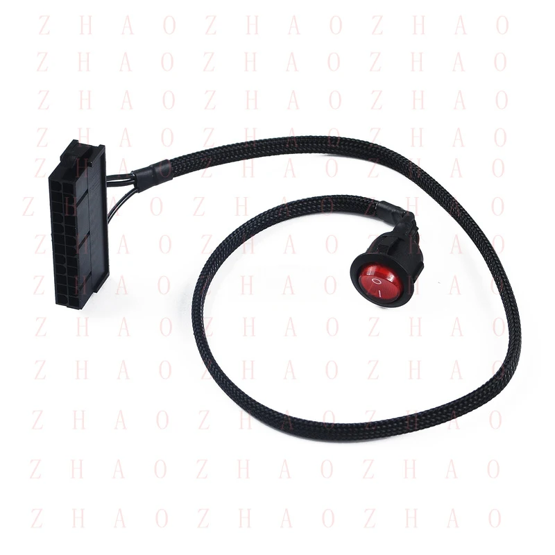 

L+ for 24-Pin ATX Red LED Power On/Off Switch Jumper Bridge Cable, Black Sleeved 50cm