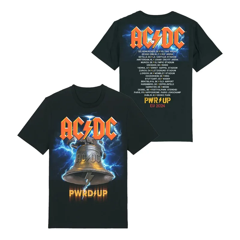 2025 Summer ACDC Band Series Printed T-shirt Metal Rock Fashion Trend Loose casual 100% cotton round neck short sleeve T-shirt