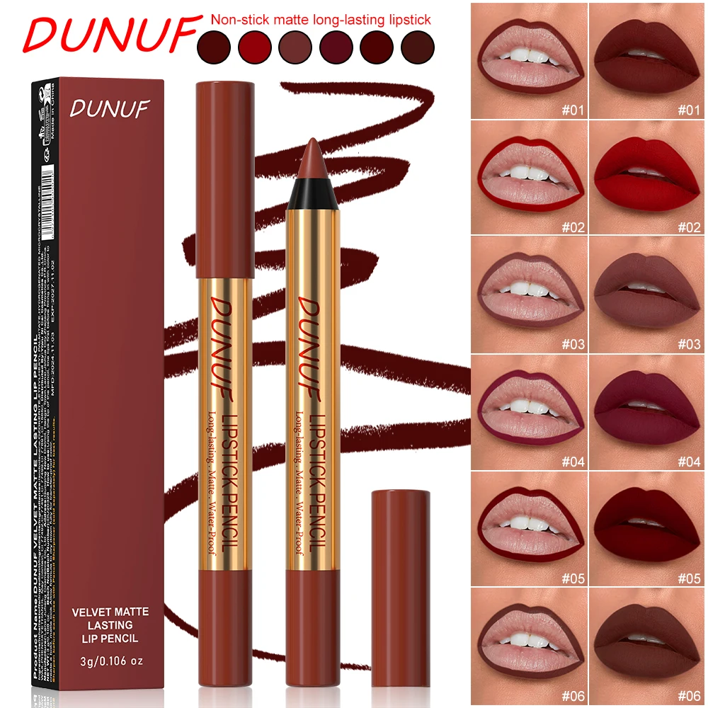 6-color gold natural matte matte lipstick pencil waterproof long-lasting non-stick cup non-color loss lip liner