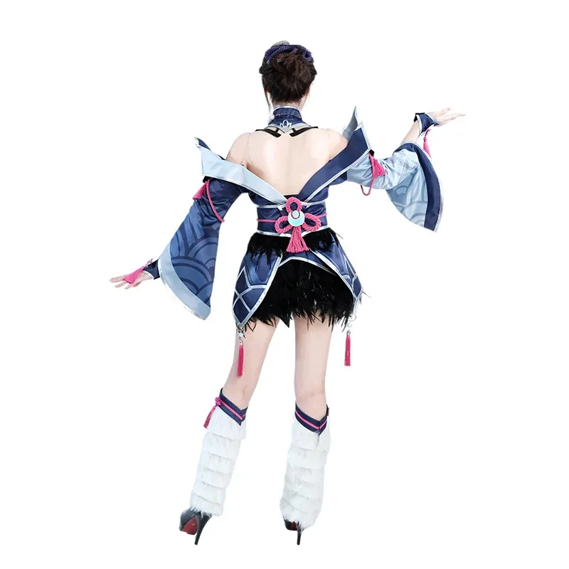 ROLECOS LOL Snow Moon Ahri Strój Cosplay Gra LOL Dziewięcioogoniasty Demon Lis Ahri Kostium Halloween Damski Pluszowe Nakładki na Stopy