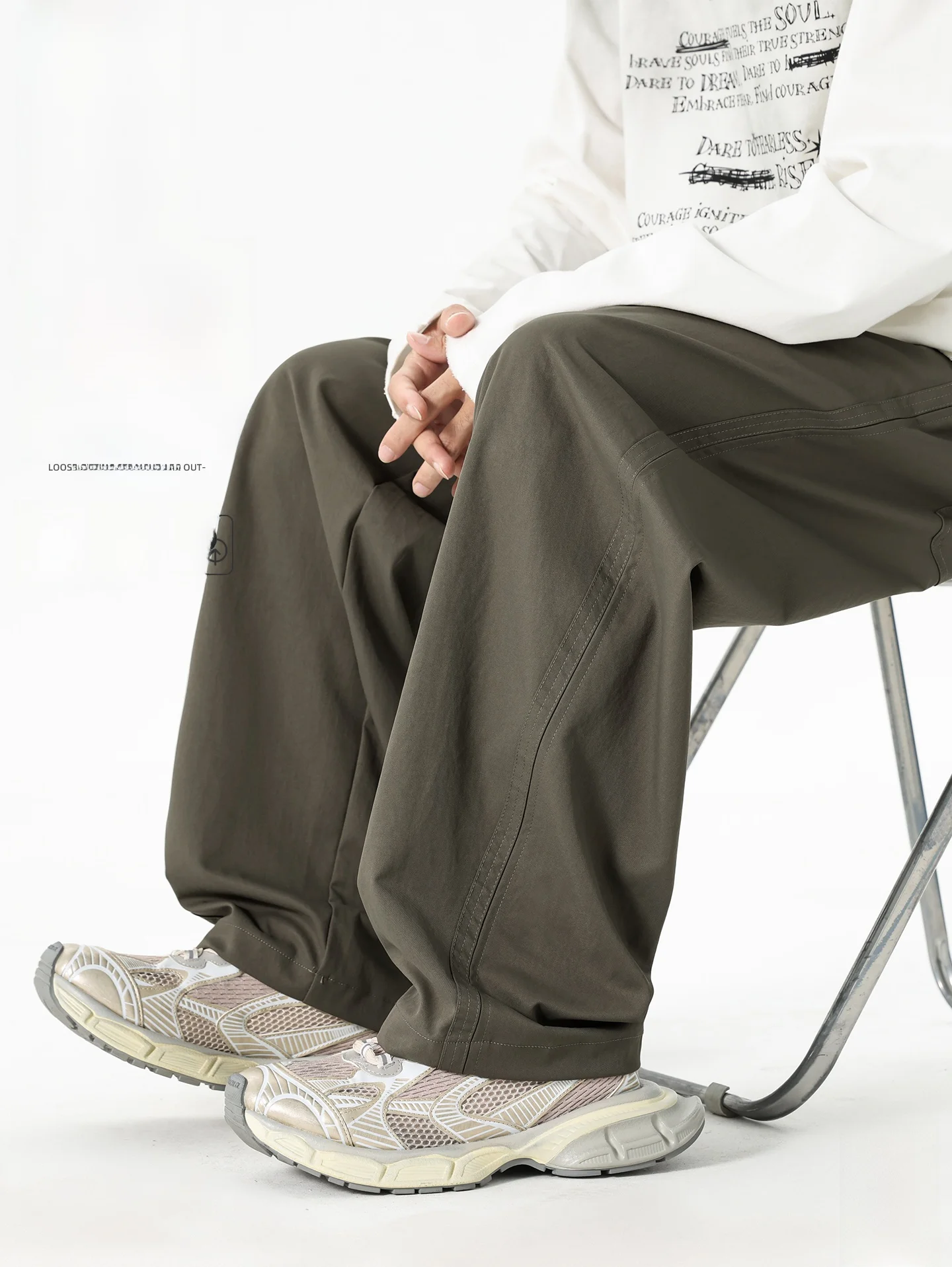 

Мужские повседневные брюки прямого кроя, осенние износостойкие брюки с высокой талией, легкие в уходе, из полиэфирного волокна