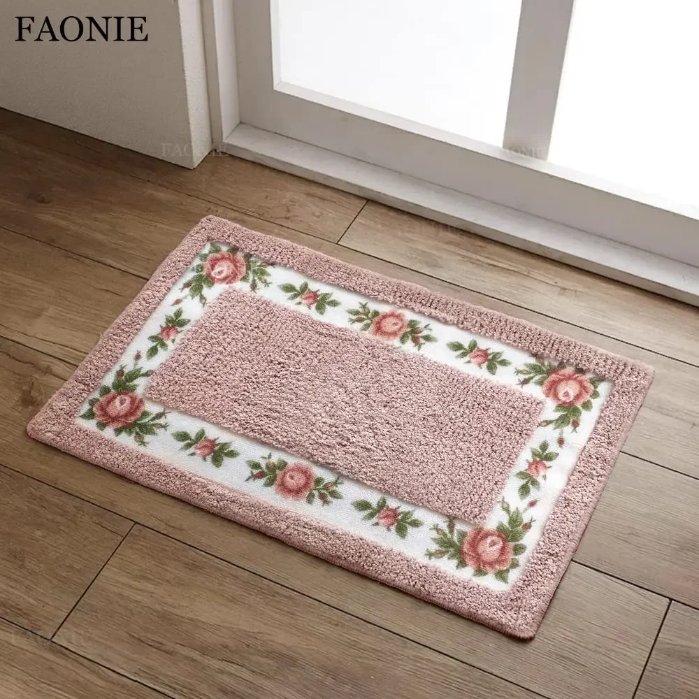 40x60cm Flower Non-Slip Embroidered Doormat Cheap Mat Bathroom Shower Rug Bedroom Living Room Carpet