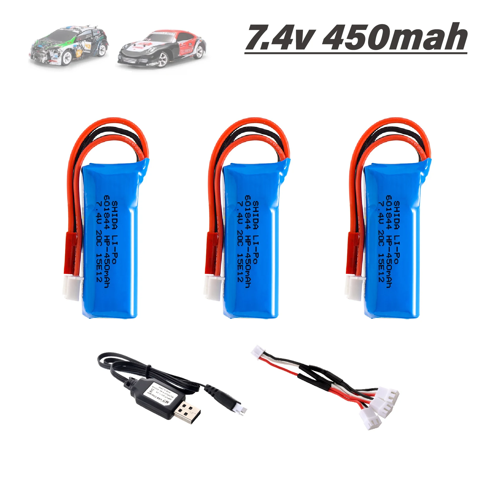 450mAh lipo Battery for WLtoys XK A280 A300 A160 RC Aircraft  K969 K989 RC 7.4v Rechargeable Battery Spare Parts