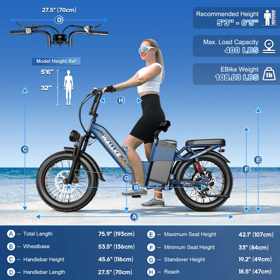 W Wallke H7 Ultra Electric Bike for Adults, 48V 40Ah Long Range Ebike, Fast E-Bike, 20x4 Fat Tire Electric Bicycle, Torque Sensor, UL2849 image 10