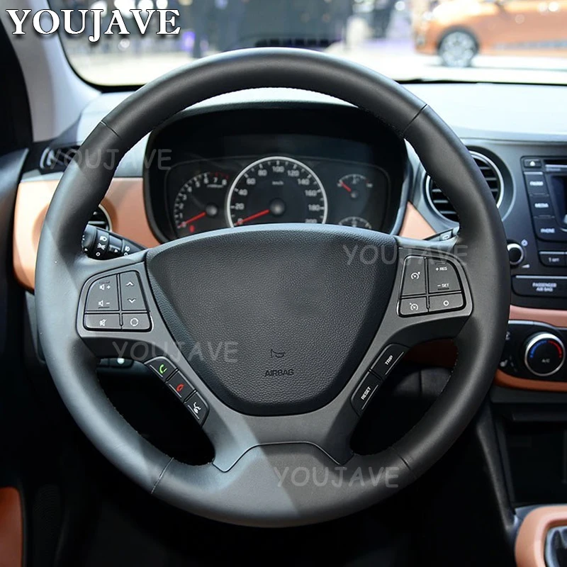 

Customized Car Steering Wheel Braiding Cover For Hyundai i10 2013-2015 2016 2017 2018 2019 Hand-sewn Steering Wrap Accessories