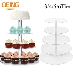 3/4/5/6Tier Acrylic Round Cupcake Stand Clear Birthday Cupcake Stand Holder Dessert Display for Wedding Birthday Christmas Party