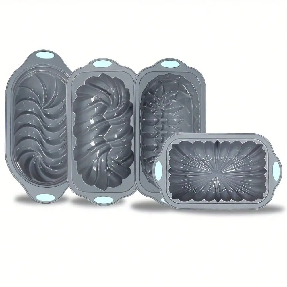 Silicone Loaf Pans Lotus, Spiral, Braided Classic Fluted Shapes Flexible, EasyRelease Baking Molds For Bread, Cake, Meatloaf, Q