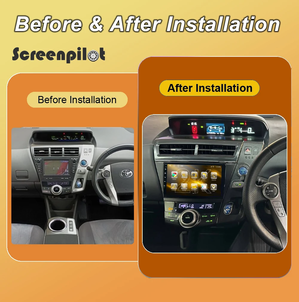 Android 16 For Toyota Prius Plus V Alpha 2011-2021 Car Radio Stereo Head Unit CarPlay Auto radio Wifi 8 Core 2K QLED GPS BT