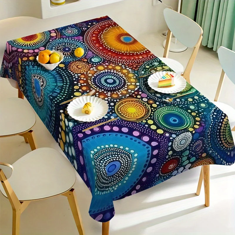 1pc New Geometric / Bohemian / Floral Attractive and Fashionable Patterned Long Rectangular Tablecloth.PMJ