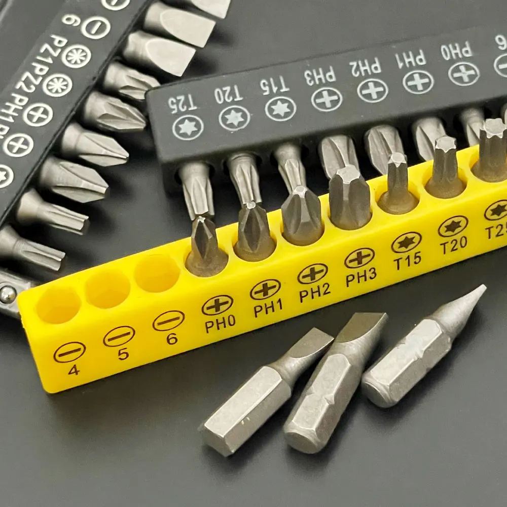 10pcs Rubber Strip Cross Screwdriver Head Bit 60mm Conversion Extension Rod Woodworking Power Tool Set