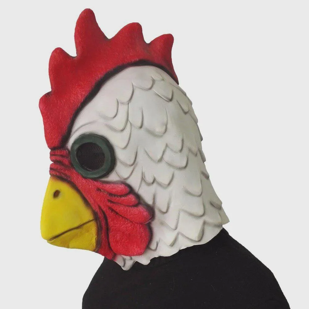 Mascaras Para Halloween White Latex Rooster Adults Mad Chicken Cockerel Mask Scary Funny Masquerade Cosplay Mask Party Mask