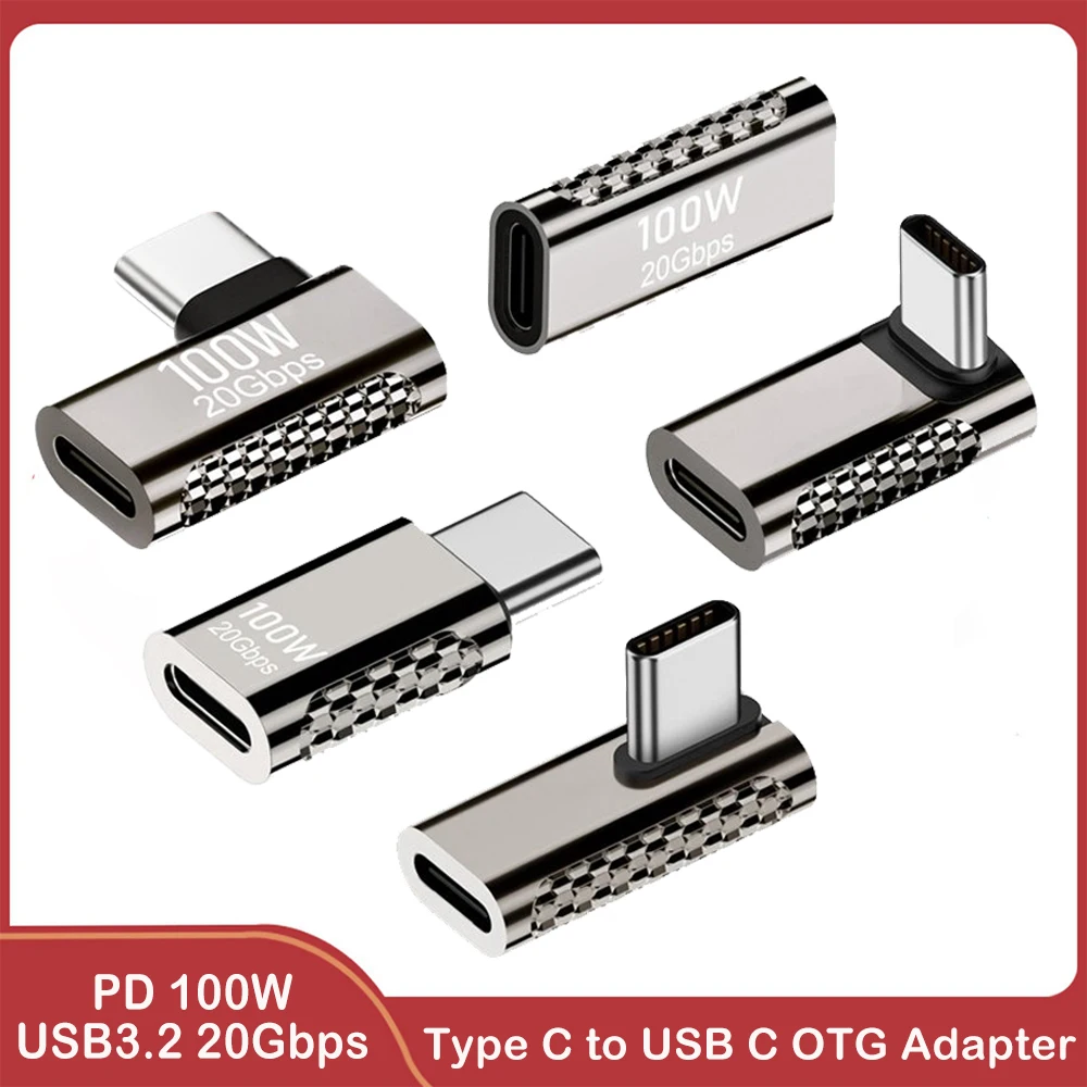 

Конвертер USB C, USB 100, 20 Гбит/с, Тип C на USB C OTG, адаптер 90 градусов, 8K @ 60 Гц, Вт, USB Тип C, разъем для быстрой зарядки для MacBook