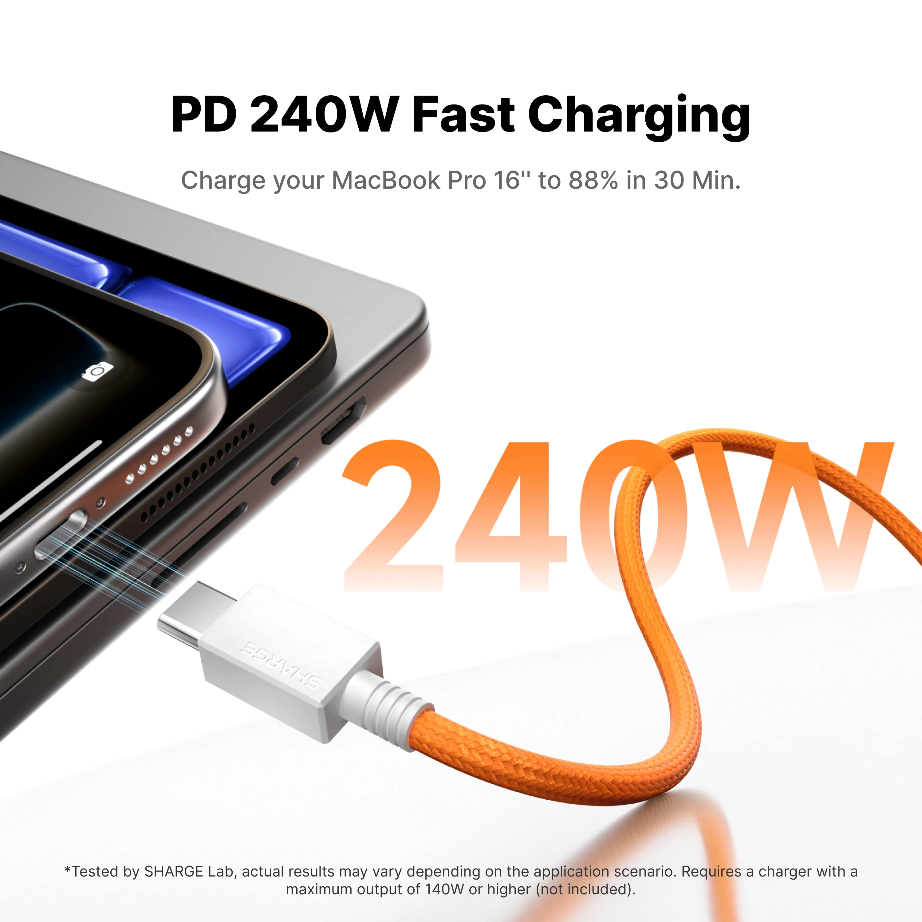 SHARGE MagLoop 240W USB-C to USB-C Cable Magnetic Type C Charger Fast Charging Cord for 17 Pro Max Galaxy S21 S20 Ultra