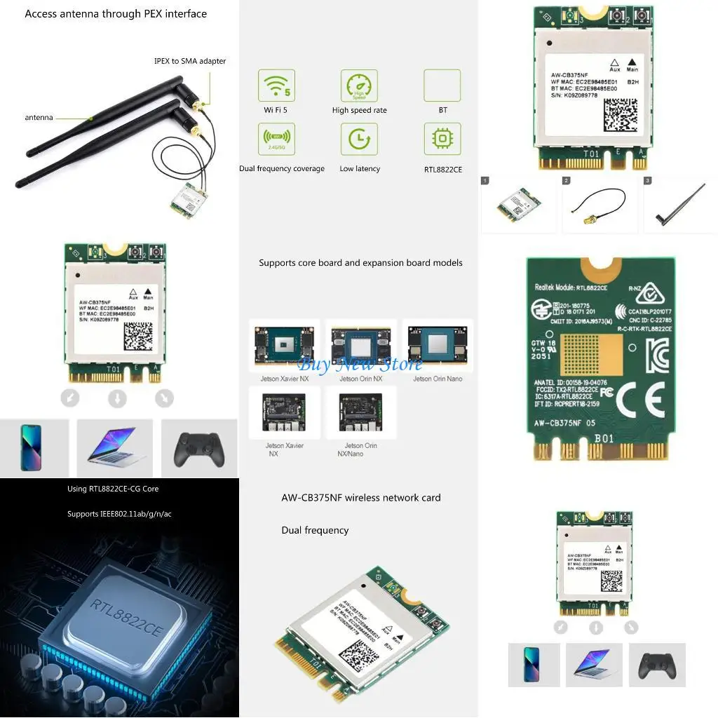 

20CE Dual Band M.2 Wifi Card 2.4g Adapter BT5.0 Wifi Mudule for Laptop