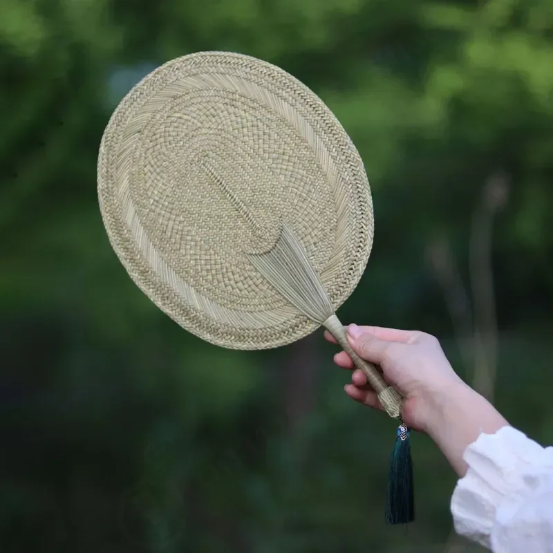 純手織り楕円形キャッサバ扇子蚊よけ家庭用昔ながらの草扇子冷却手工芸品