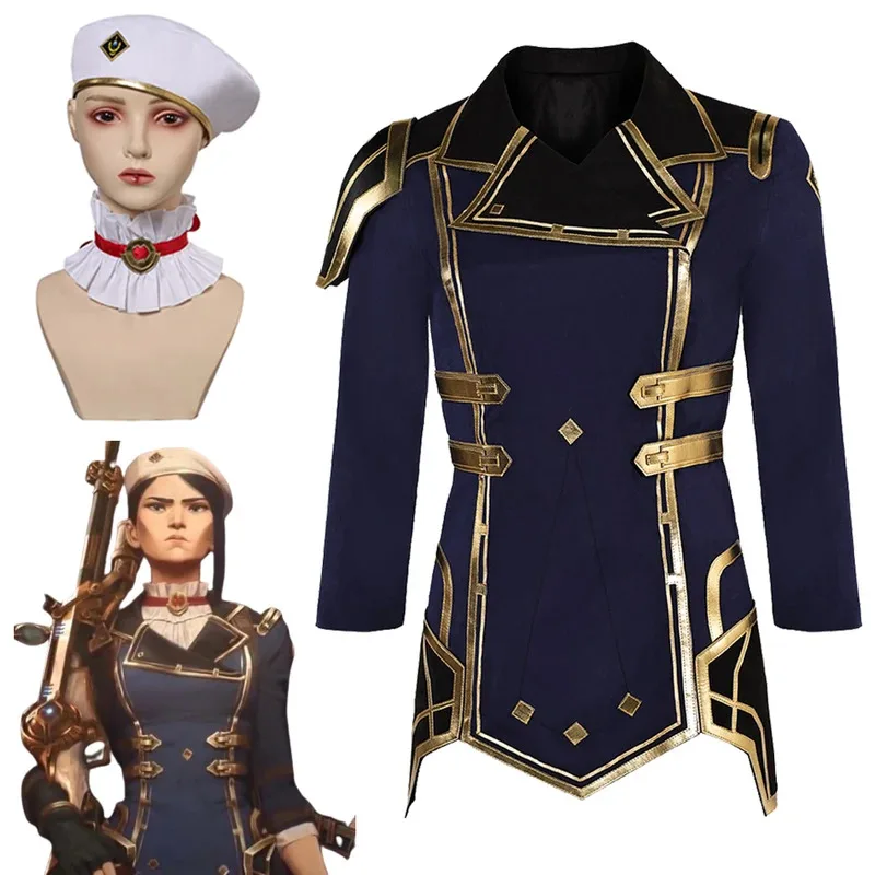 Arcane Caitlyn Cosplay Fantasy Kiramman Hat Coat Clothing Game LoL Costume Disguise Women Roleplay Fantasia Outfits dl;1