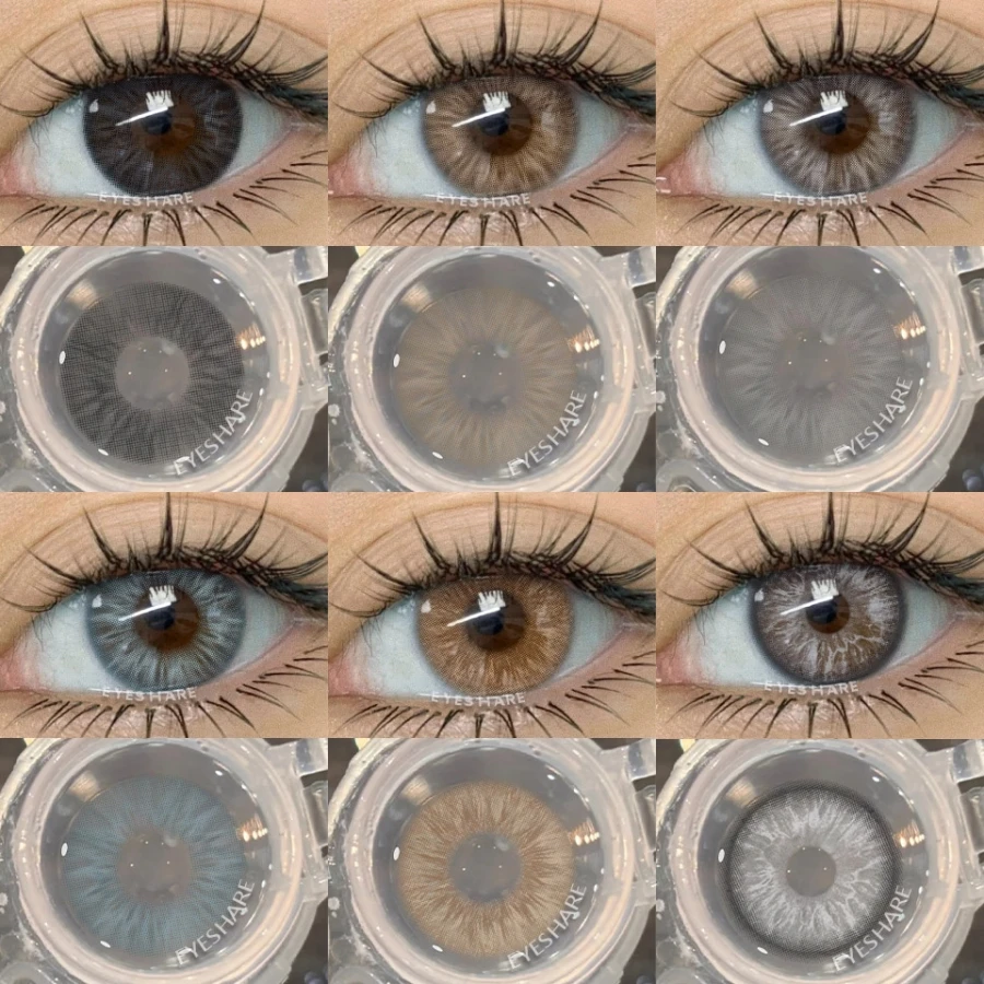 EYESHARE1 Paar farbige Kontaktlinsen für die Augen, natürliche Optik, braune Augenlinsen, graue Kontaktlinsen, schwarzes Augen-Make-up