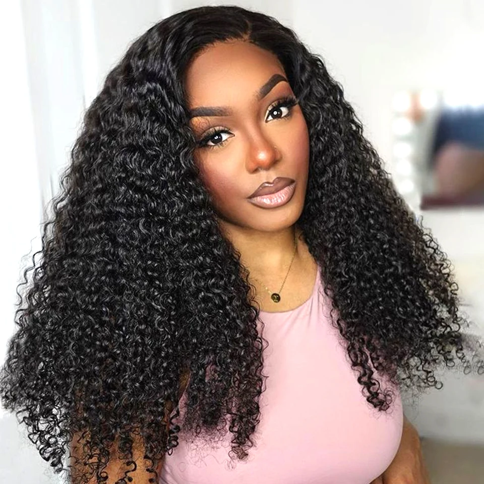 Kinky Curly 13x4 HD Transparent Lace Frontal Wigs Pre-cut pre plucked Scalp Knots Human Hair Wigs For Women Lace Wig Clearance s