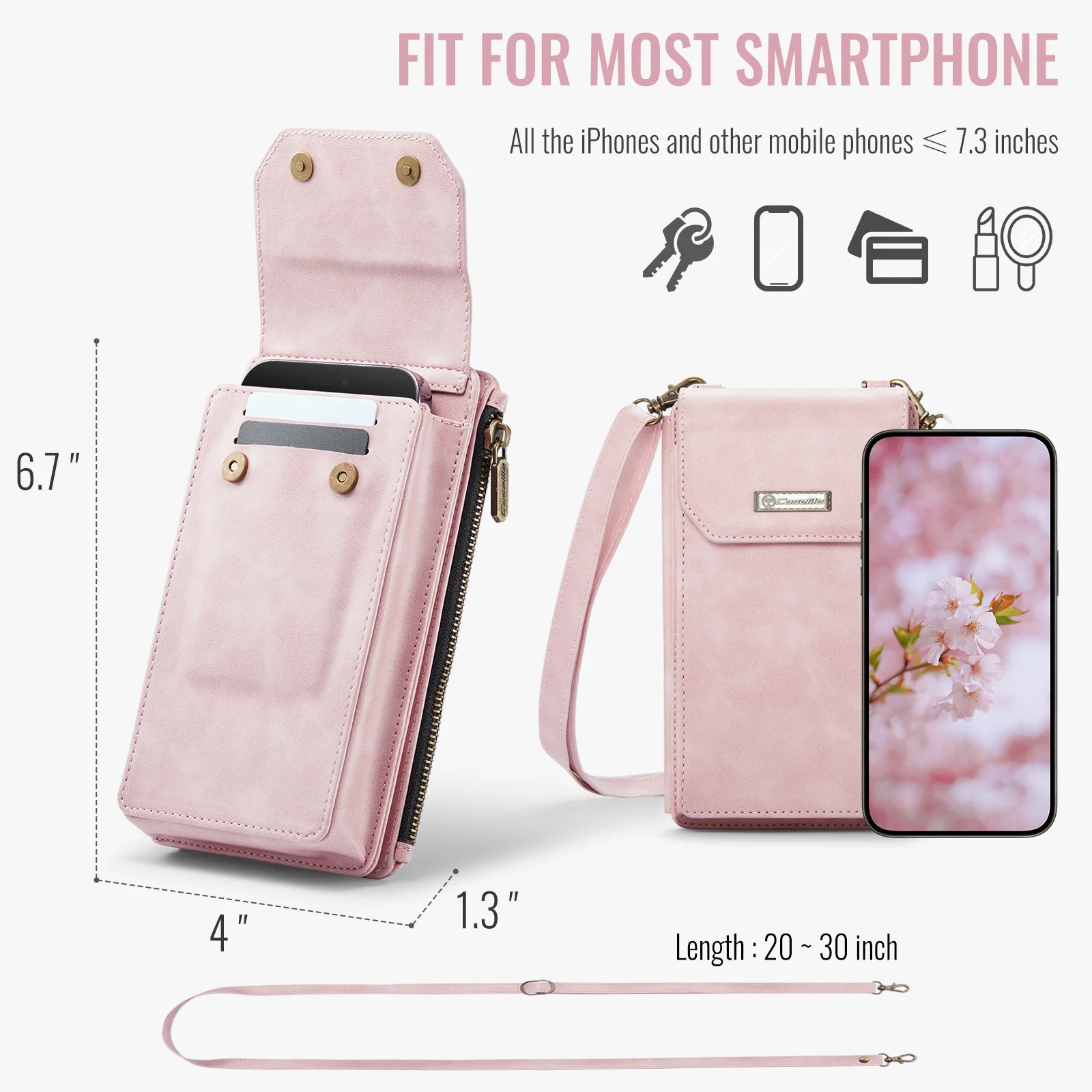 Fashionable crossbody bag wallet multi-functional storage with RFID Blocking function inside mobile wallet with shrink long and