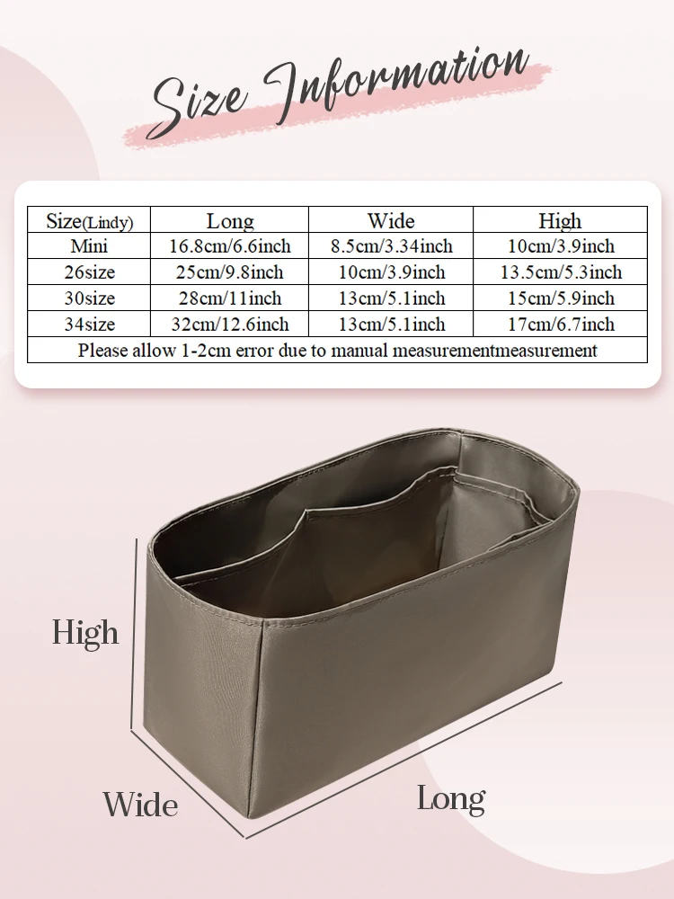 Nylon Purse Organizer Insert Fit for Hermes Lindy Handbag Inner Bag In Bag Inside Storage Bag Lightweight Inner Liner Cosmetics