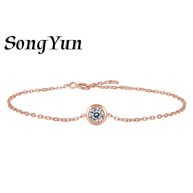 

SONGYUN Luxury Jewelry 925 Sterling Silver Bracelet Link Chain Moissanite Diamond Bracelets Women Ladies 18K Gold Plated Bangle