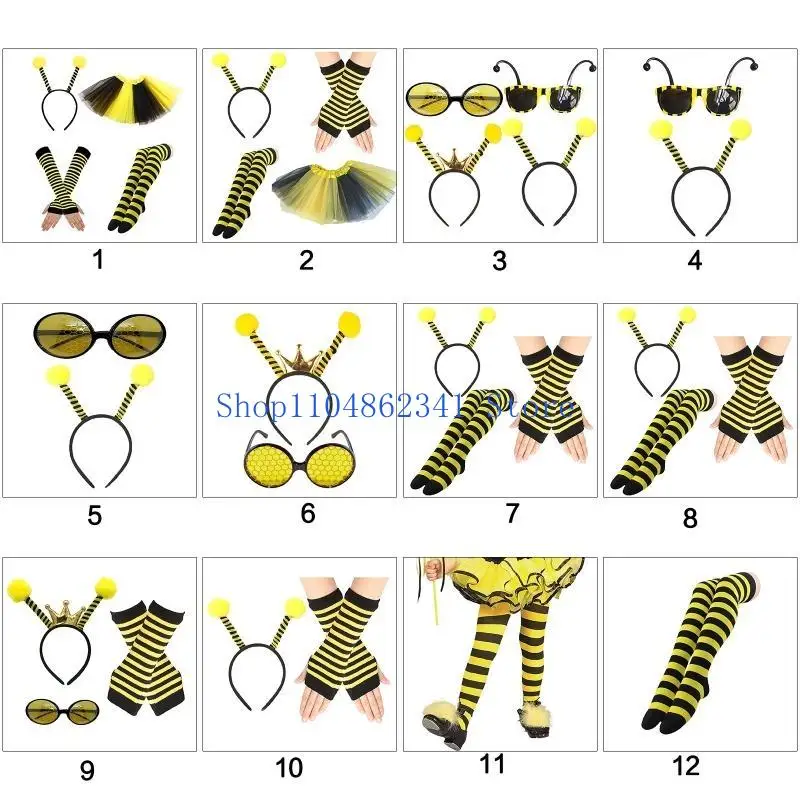 5asd Ong Trang Phục Cho Trẻ Người Lớn Ong Đầu Váy Tutu Dây Cổ Kính Mắt Oversleeve Động Vật Cosplay Phụ Kiện