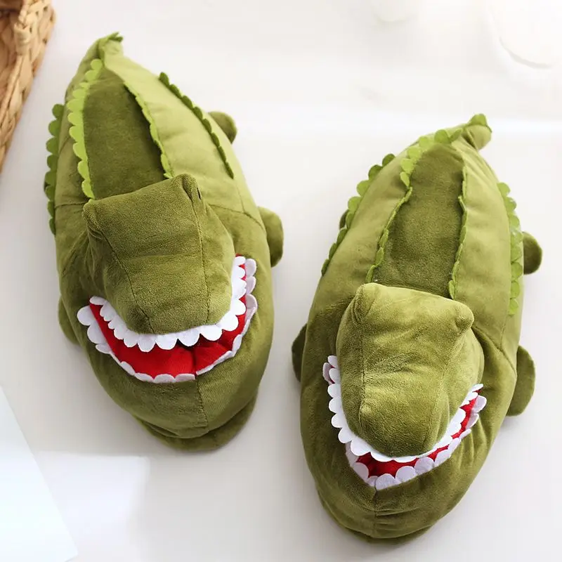 Crocodile Slippers Men Bedroom House Women Poop Shoes Soft Warm Plush Indoor Home Shoes Fashion Funny Winter Boy Slippers