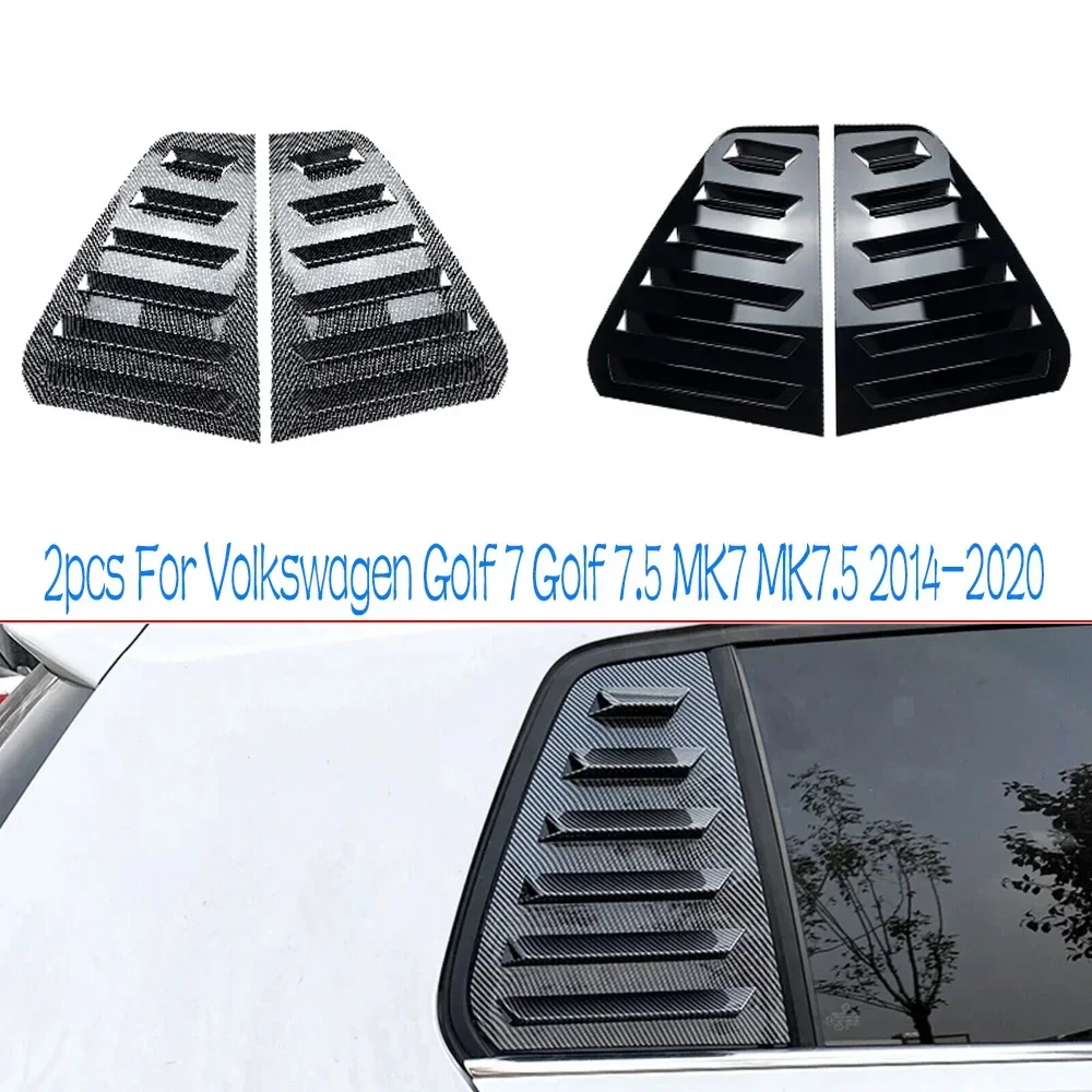 2pcs For VW Golf 7 Golf 7.5 MK7 MK7.5 2014-2020 Rear Triangle Window Louver Side Shutter Blind Shades Cover Trim Sticker Vent