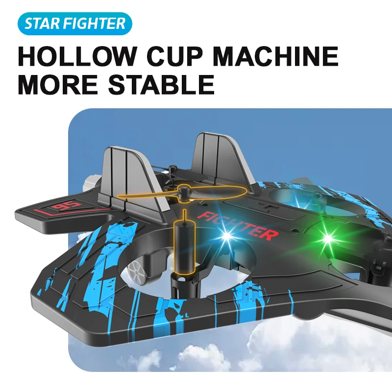 フォーム RC 飛行機、子供や初心者に適した、リモコン飛行機戦闘機、ライト付き、自動ホバー、360 °   反転