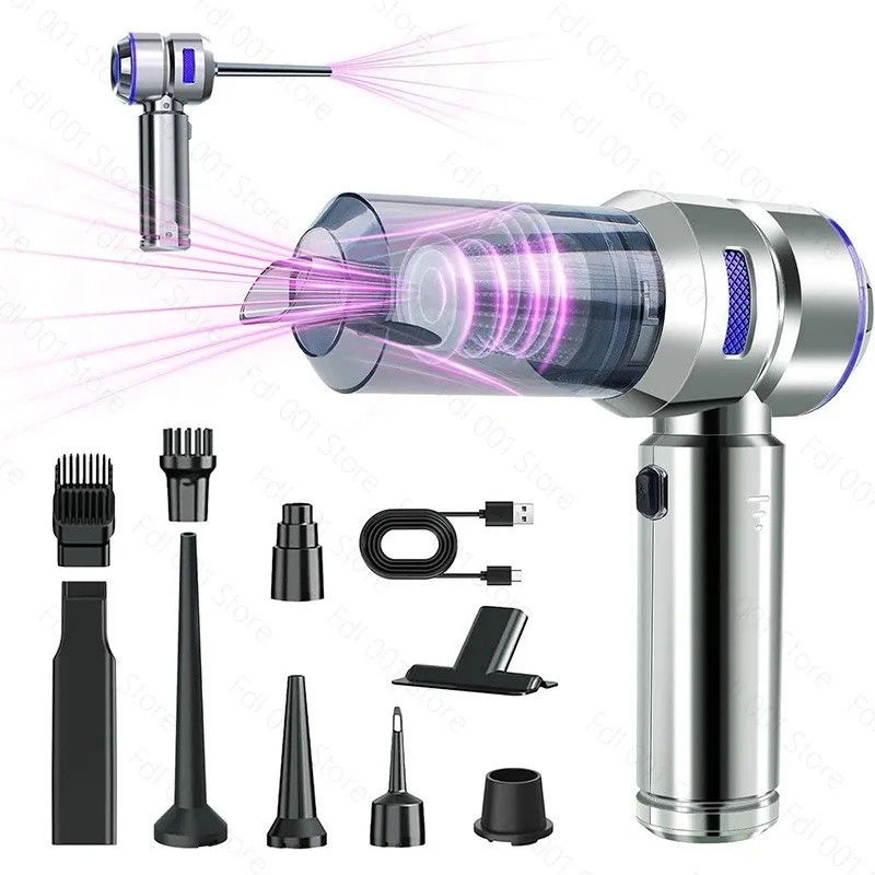 Car vacuum cleaner, compact with high suction, portable inflatable dual-use handheld car vacuum cleaner for home use