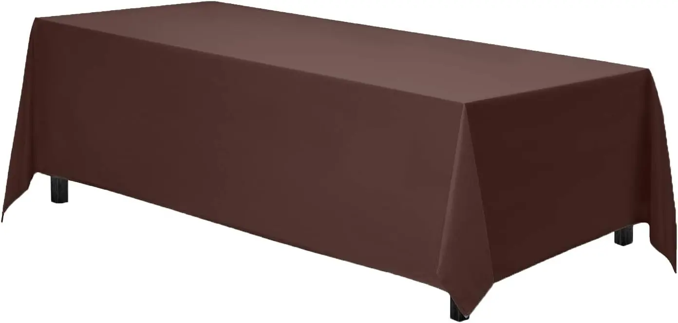

Rectangle Tablecloth - 90 x 156 Inch Chocolate Table Cloth for 8 Foot Tables with Floor-Length Drop - Heavy Duty Washabl