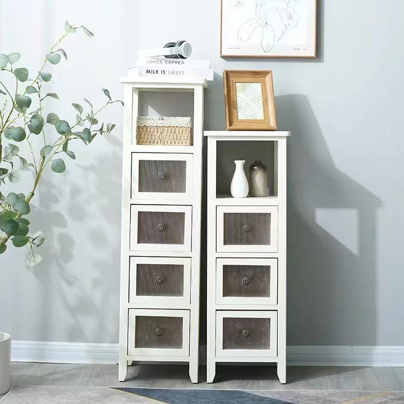 All solid wood four-chest cabinet, side cabinet, crevice storage cabinet, multi-layer drawer, locker, living room combination