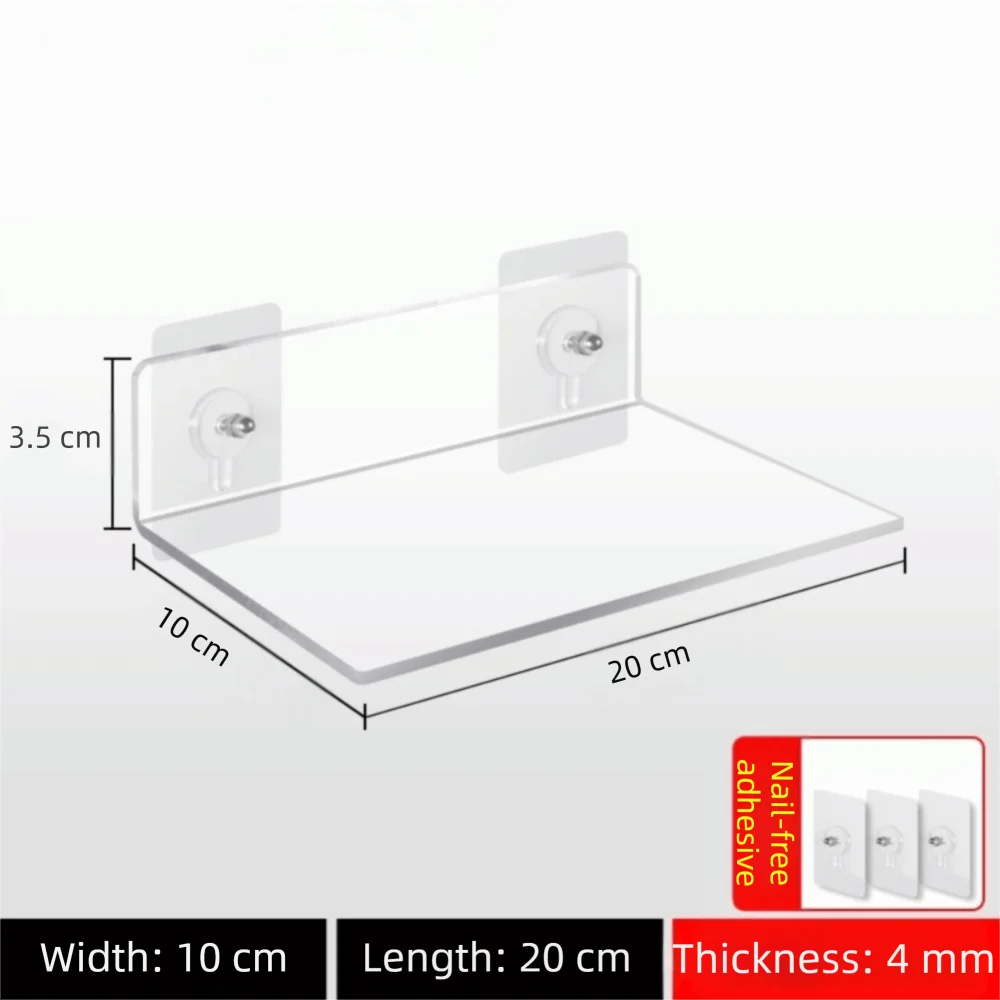 Modern Style No Punching Acrylic Clear Rack with Stickers Space Saver Wall Mounted Shelf U Shape Storage Shelf Kitchen