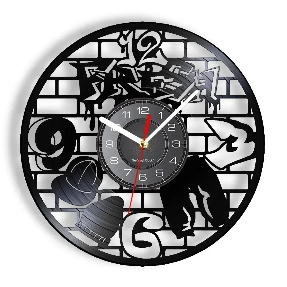 

Hip Hop Music Album Wall Clock Pop Culture Laser Etched Music Minimalist Wall Art Home Decor Retro Vinyl Record Longplay Clock