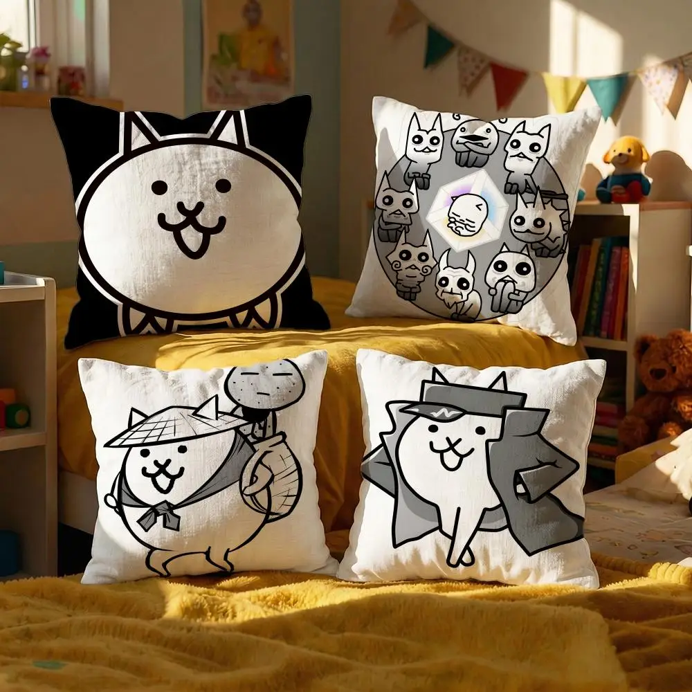 Housse de coussin décorative Game The Battle Cats, housse de canapé 50x50, 4 pièces, taie d'oreiller 45x45, 40x40